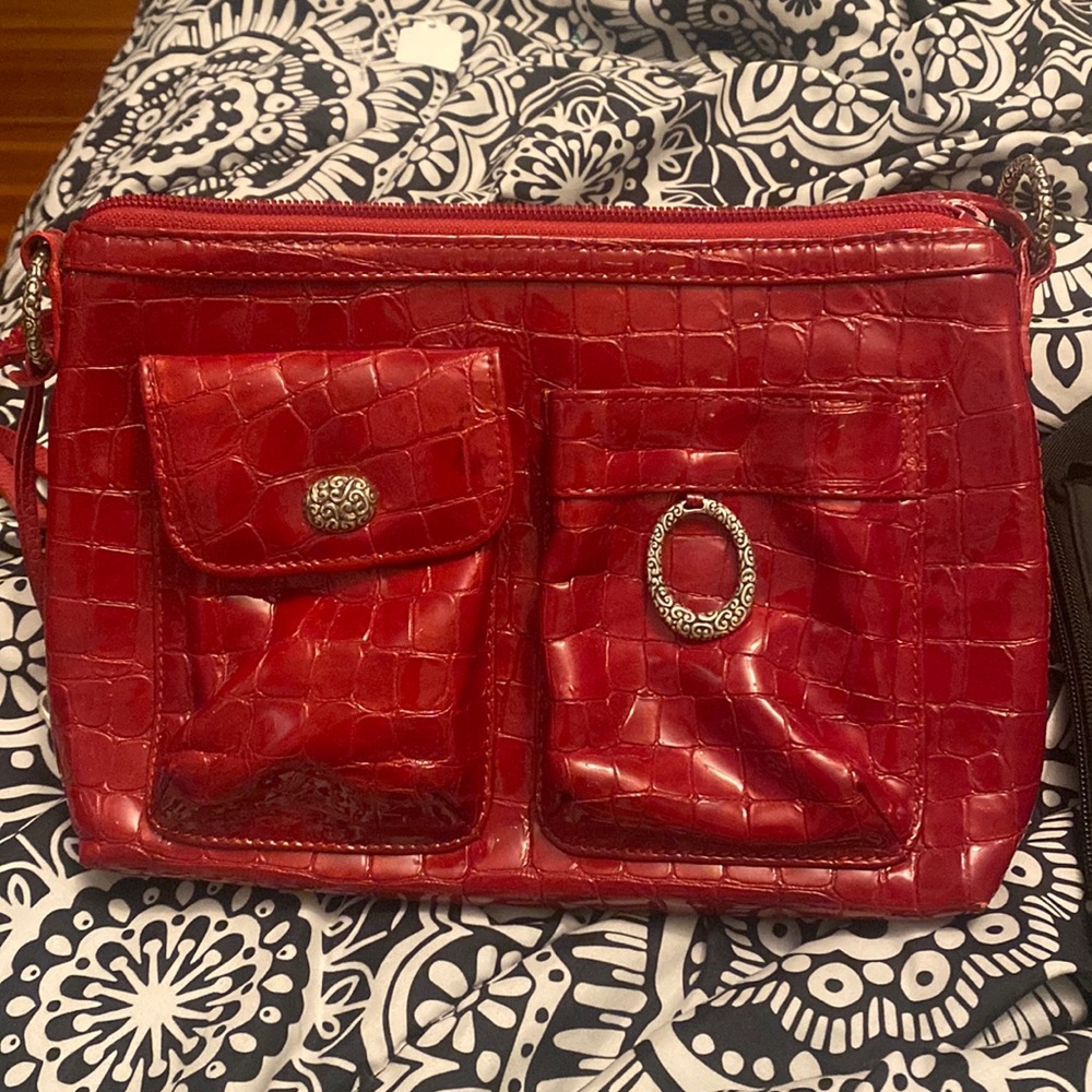 EUC Red Leather Crocodile Brighton Purse